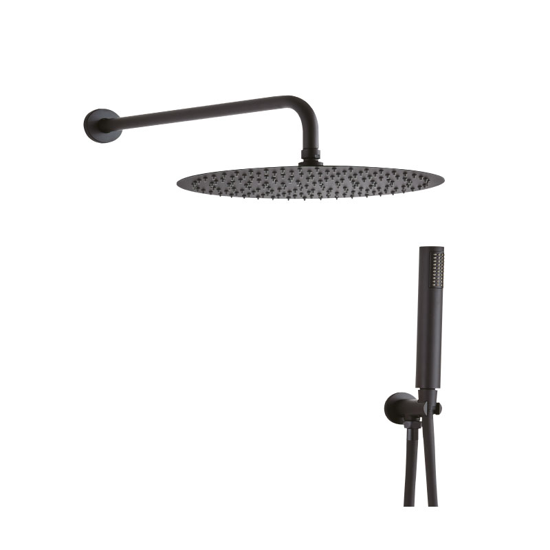 Ensemble de douche encastré rond 250Ø Noir Mat - 23101839